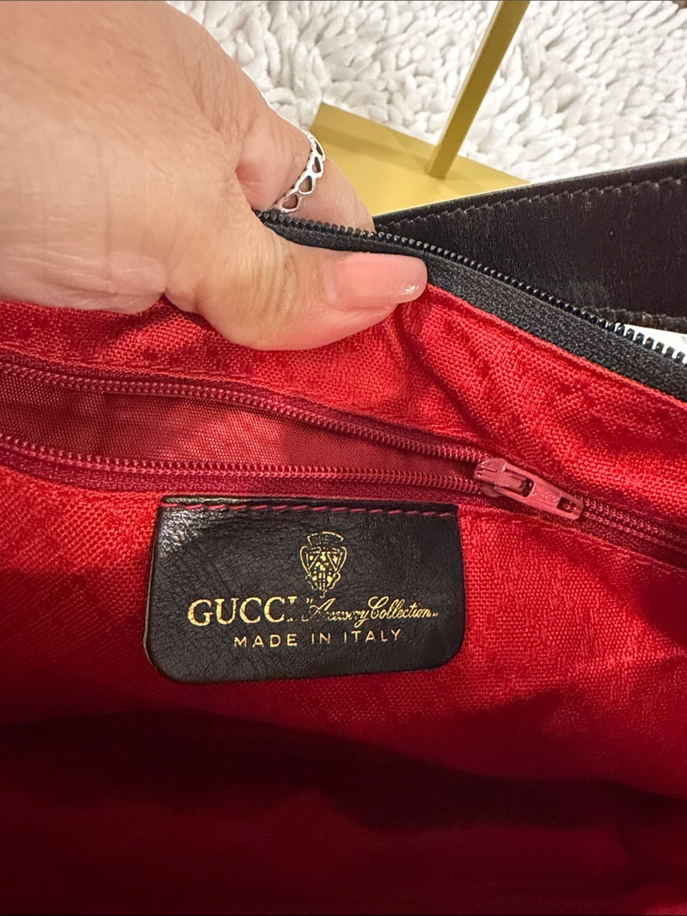 Gucci Black Canvas Shoulder Bag with Green and Red Web Stripe with COA - Picture 8 of 13